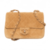 미니 플랩 백 스웨이드 카프스킨, 램스킨, 골드 메탈 다크 베이지  2705