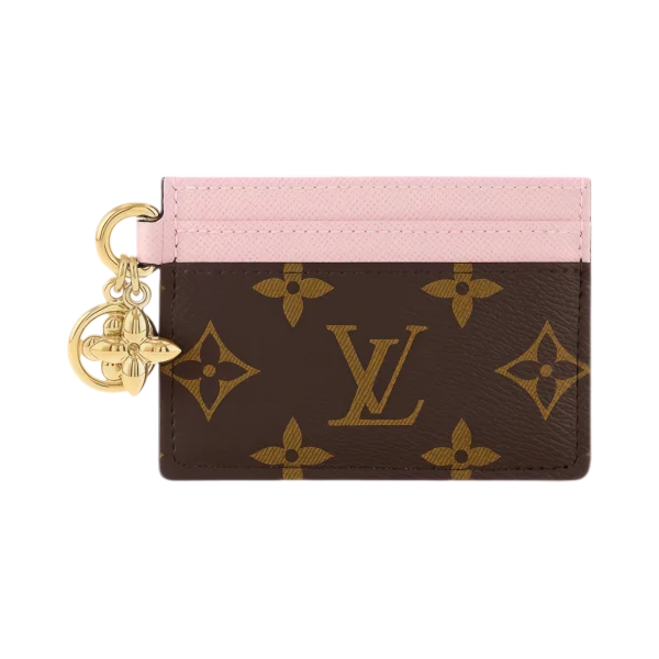 루이비통 LV 참 카드 홀더 모노그램 로즈 발레린 핑크