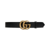 구찌 GG 마몽 더블 G 버클 와이드 레더 벨트 블랙
