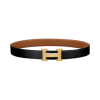 에르메스 H 벨트 버클 & 리버시블 레더 스트랩 32mm & 플래티넘 브러쉬드 골드 하드웨어 누아 골드