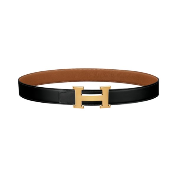 에르메스 H 벨트 버클 & 리버시블 레더 스트랩 32mm & 플래티넘 브러쉬드 골드 하드웨어 누아 골드