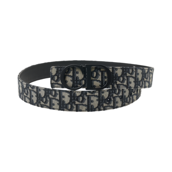 디올 35mm 리버시블 CD 벨트 디올 오블리크 자카드 카프스킨 베이지 블랙